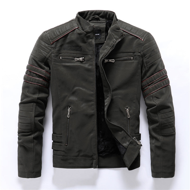 Men's PU Brushed Soft Suede Leather Jacket Fashion Multi-Embroidered Tide Jackets Blazer| 8809