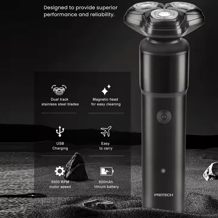 PRITECH Rechargeable Electric Shaver Double-Track Washable Razor for Smooth Shaving | RSM-2216