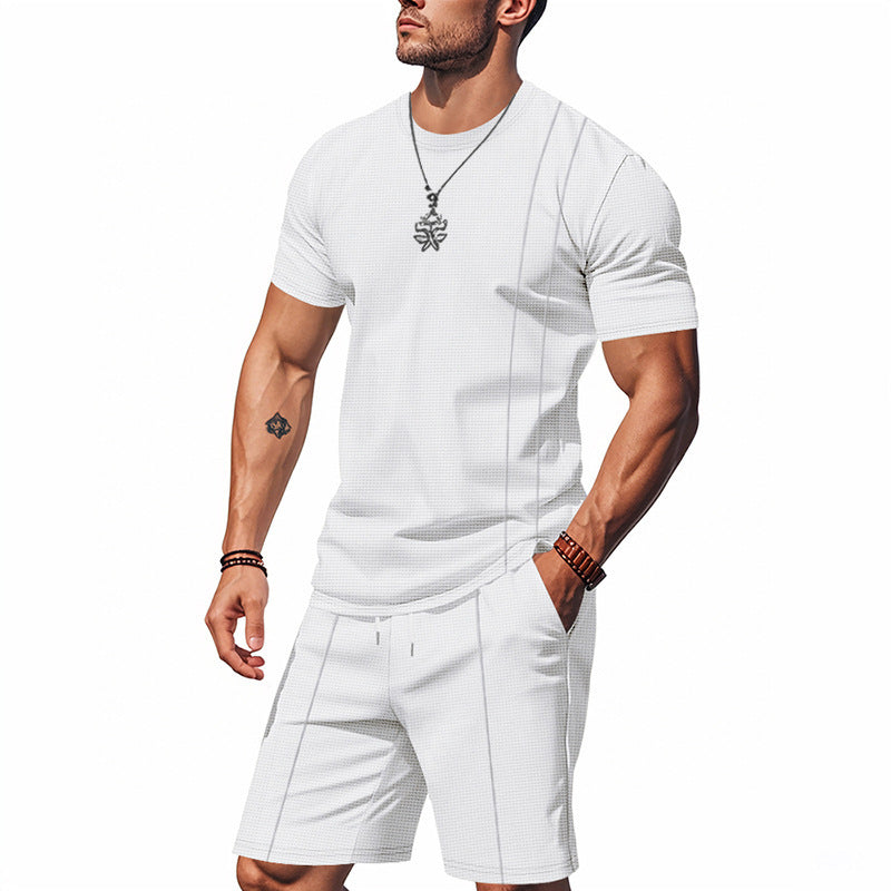 Men's Waffle Texture Lounge Set - 2025 Spring Summer Casual Two-Piece Outfit | CY20
