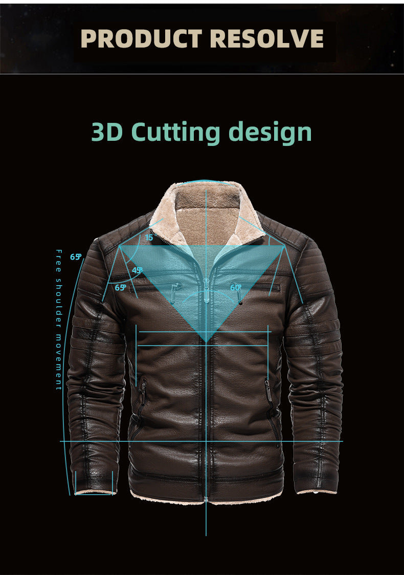 Europe & The United States Winter Leather Jacket Thickened Faux Fur Plush Warmth Retro Simulation Leather Texture Jacket | KH-209