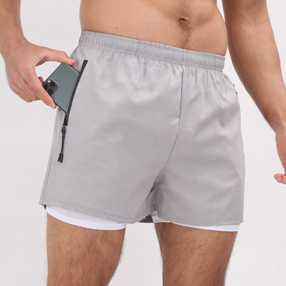 Men Summer Polyester 2 in 1 Quick Dry Short Joggers Workout Running Gym Shorts | DK-903