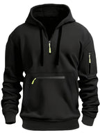 Men’s Pullover Hoodie Solid Pattern Zippered Lined Collar Loose Fit Casual Sportswear | TZ-28