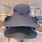 Unisex Cooling Fishing Fan Hat Summer Outdoor Adjustable Fan Bucket Hat with Face Cover - UV Protection
