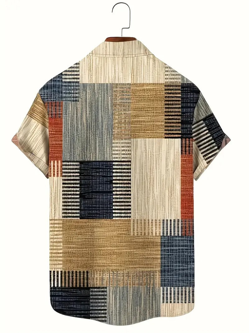 Summer Essential Men's 3D Print Short Sleeve Shirt Wrinkle-Free Oversized Casual Button-Up | F170P1016