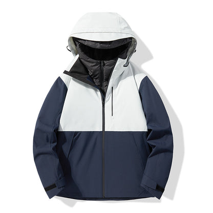 Men's Outdoor Jacket 90% Duck Down Filled Parka with Detachable Shell All-Season Waterproof Hiking Coat