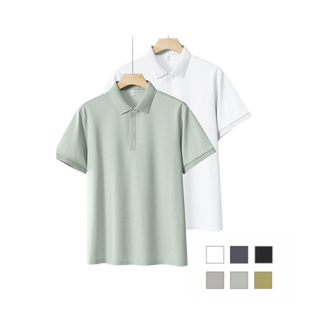 Premium Silk-Blend Polo Shirt for Men & Women – Antibacterial, Hidden Buttons, Lightweight Summer 2025 Style | L11-8318