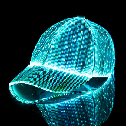 LED Fiber Optic Light-Up Hat 7 Color Glowing Hip Hop Baseball Cap with USB Charging for Events |