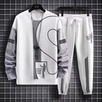 Polo Long Sleeve Shirt With Pant Golf Polo Shirt Sweater Set Casual Waffle Round Neck Top for Men