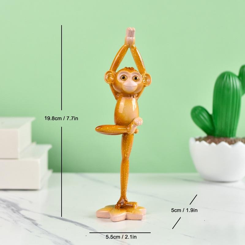 Yoga Monkey Resin Ornaments Pastoral Animal Decorations for TV Cabinet Hall or Wine Cabinet | QW60