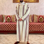 Men's Long Casual Shirt Plain Beige Muslim Robe for Elegant Comfort | 1236520