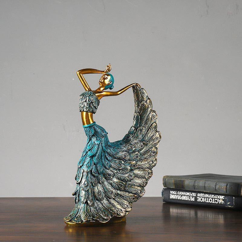 Elegant Peacock Dancer Resin Statue Classical Musical Theme Décor for Indoor & Outdoor Christmas Thanksgiving & Valentine’s Day | RRW016