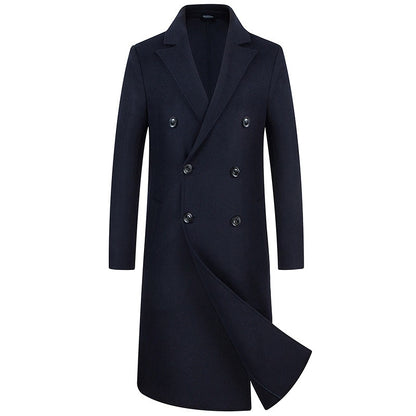 Manteau long en laine mélangée pour homme, style décontracté, trench-coat en laine, veste habillée, pardessus | 1001 