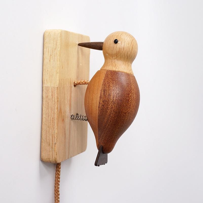 Wooden Handmade Woodpecker Doorbell Self-Adhesive Vintage Bird Door Knocker for Front & Room Doors |
