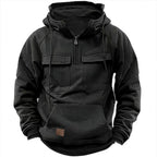Men's Retro Hooded Pullover Solid Color Long Sleeve Hoodie for Autumn & Winter | AL74
