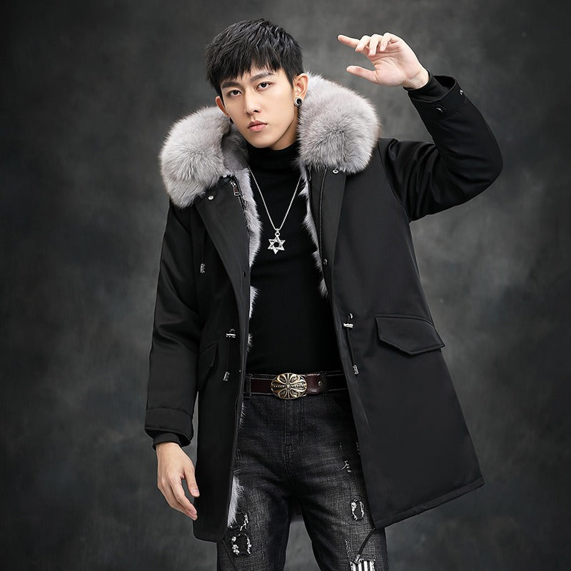 Mens fur outlet lined hooded jacket