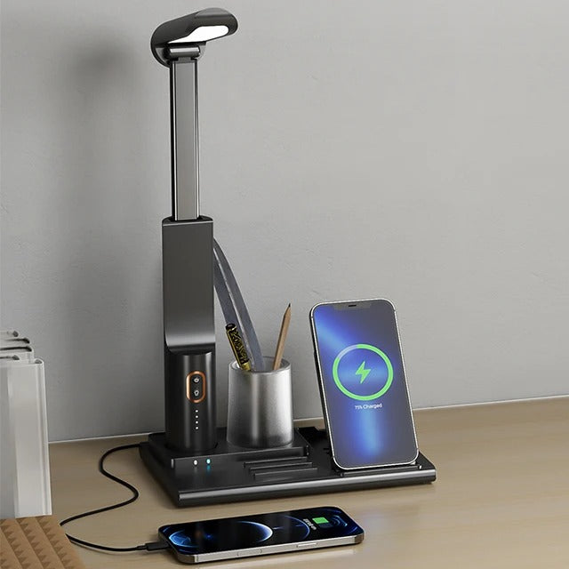 New Wireless Charger Desk Lamp with Pen Holder Multifunctional Lighting & Charging