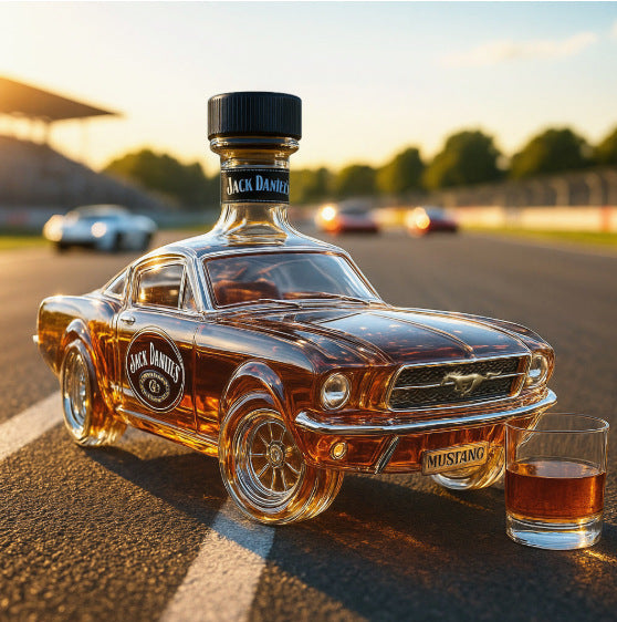Police Car Mustang Whiskey Bottle Creative Vehicle-Shaped Glass Decanter 350ml Novelty Liquor Container for Home Bar & Gifts