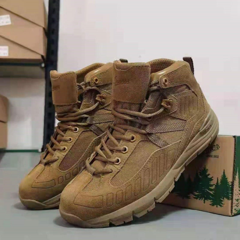 High-Top Desert Tactical Boots Waterproof Leather Suede Hiking Shoes with Gore-Tex & Vibram Sole Breathable Outdoor Trekking Footwear