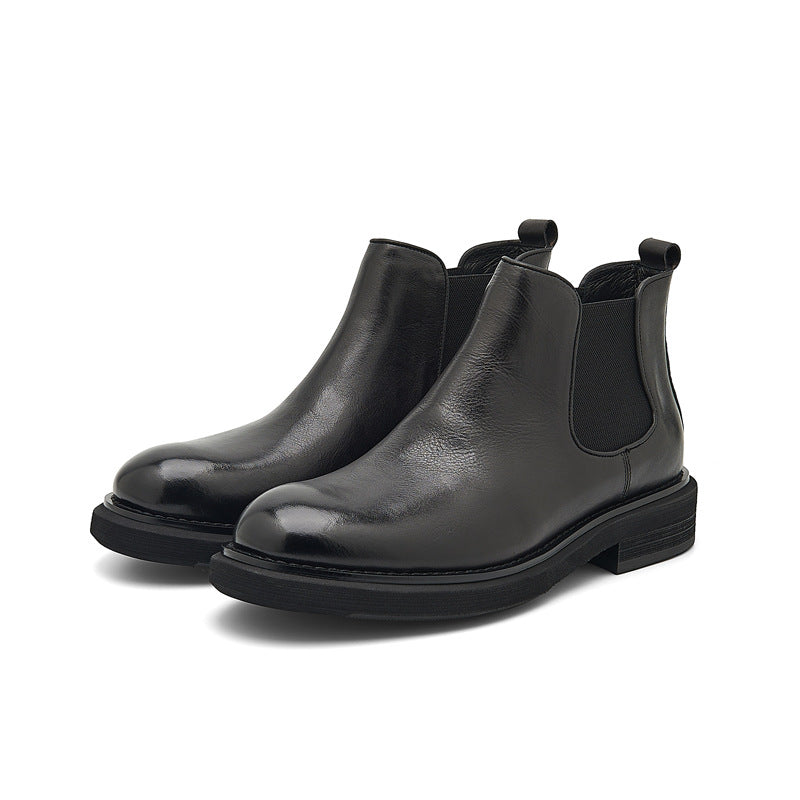 Men's Chelsea Boots | 2025 Autumn Winter British Retro Ankle Boots | Chunky Sole Leather Pull-On Boots | B3923