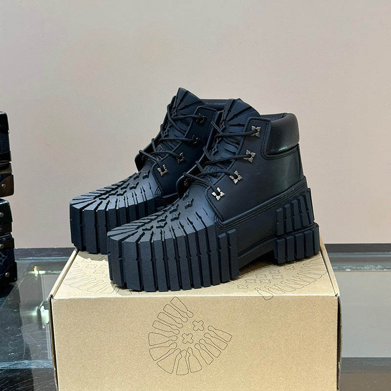 Puting Chunky Platform Martin Boots | Men's Thick-Soled Height-Increasing Ankle Boots | Waterproof Casual Short Boots | MD001