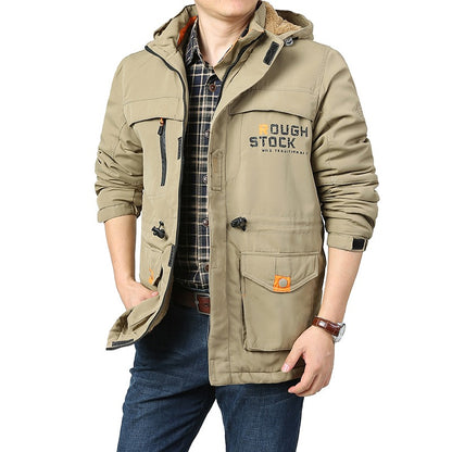 Winter Puffer Jacket Plaid Cotton Military Combat Outdoor Tactical Hooded Parka Coat | 086