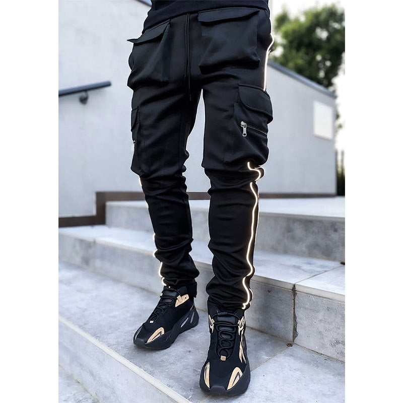 Men's Casual Drawstring Joggers Elastic Waist Cargo Pants Trousers Hip Hop Sweatpants | CK838
