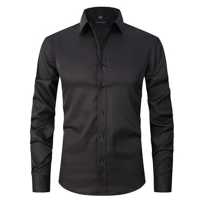 Men's Dress Shirts Classic Long Sleeve Solid Color Designer Silk Business Shirts | 2-7