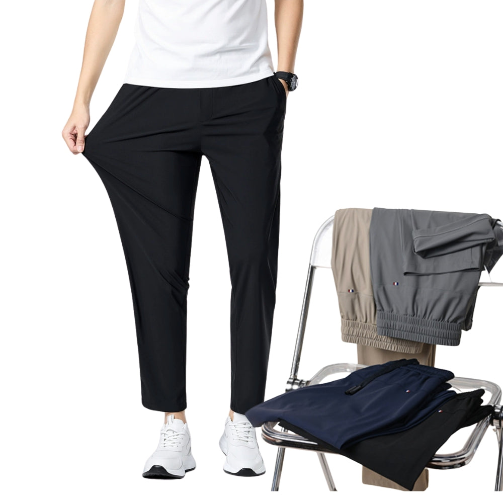 Men’s Quick-Dry Ice Silk Summer Jogger Pants | Lightweight Breathable Straight-Leg Active Trousers | L19-6601