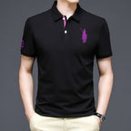 Trendy Embroidered Polo Shirt Short Sleeve Lapel Loose-Fit T-Shirt for Casual Style | K654