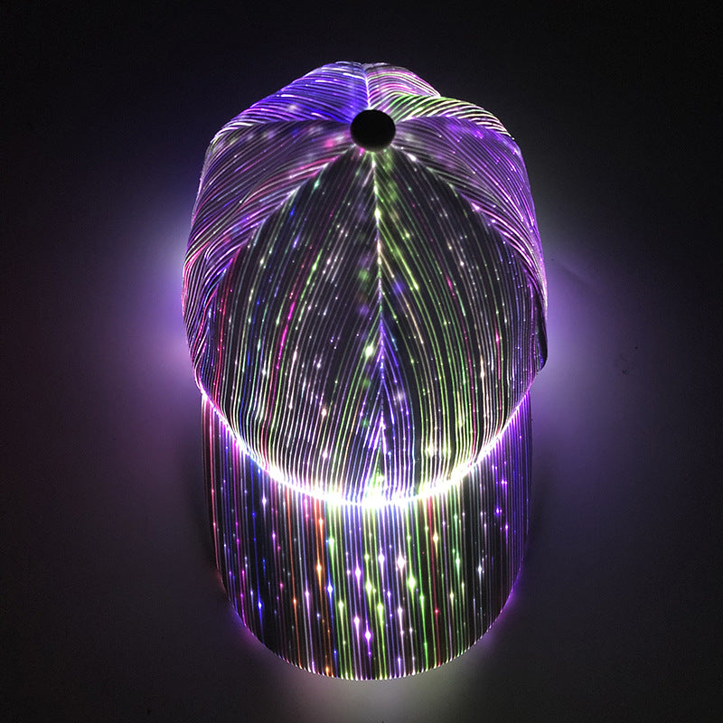 LED Fiber Optic Light Up Hat | Glowing Baseball Cap for Parties, Raves & Festivals | Unisex DJ Hip Hop Glow Cap | YYD0802