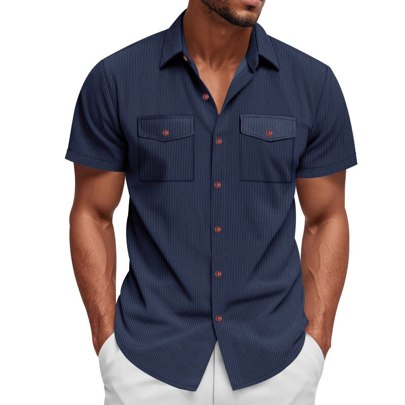 Men's Heavyweight Corduroy-Texture Work Shirt - 2025 Summer Relaxed Fit Casual Top | YH-OB20
