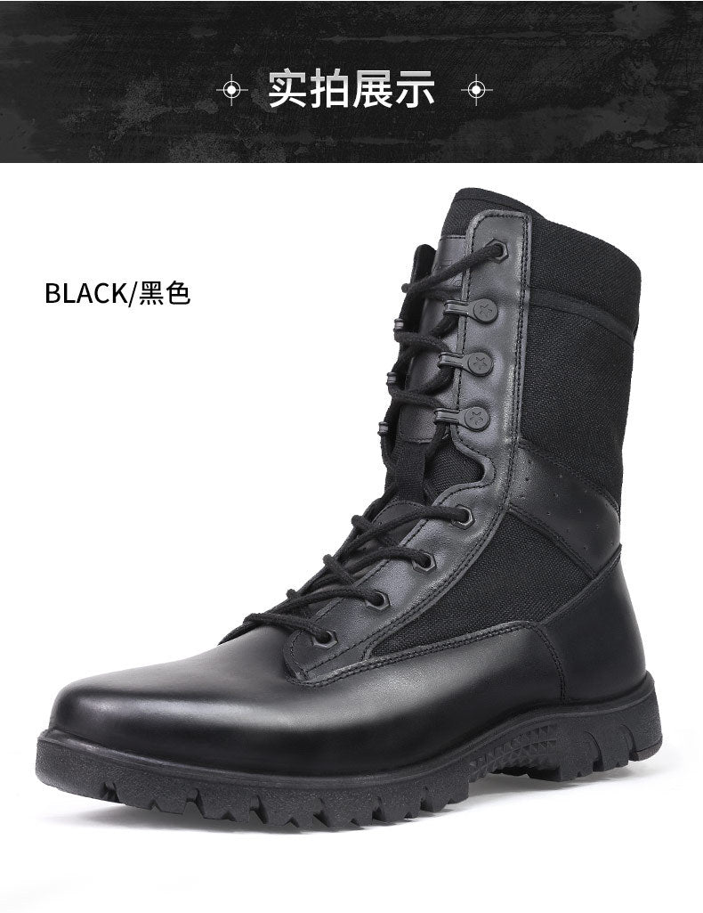 Men's Tactical Combat Boots | Outdoor Hiking Ankle Boots | Anti-Puncture & Durable Leather Work Boots | DKHYA7-91613