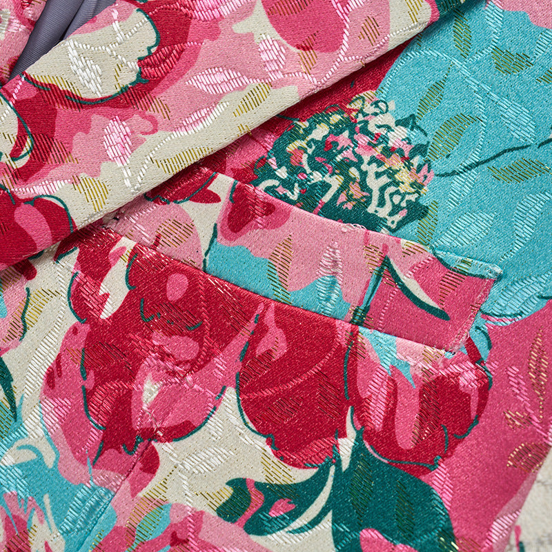 Men's Jacquard Print Slim Fit Blazer | Formal Banquet Dinner Jacket | Breathable & Wrinkle-Resistant | 2603