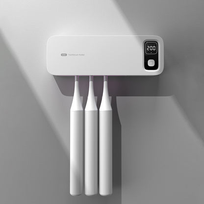 UVC Toothbrush Sterilizer Wall-Mounted Family Holder with USB Charging & Fan Drying | S138