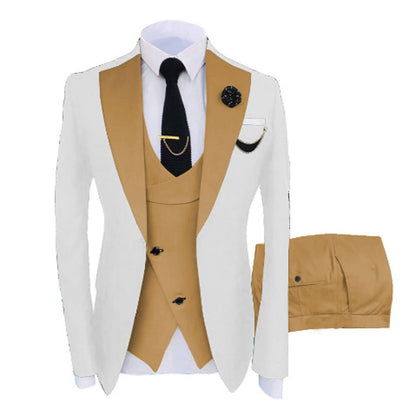 Uomo su misura bicolore abito 3 pezzi sposo matrimonio slim fit blazer giacca gilet pantaloni set smoking abiti| LR908 