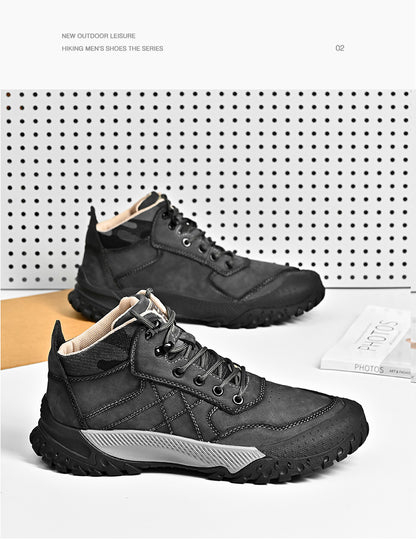 Men's Genuine Leather Hiking Shoes High-Top Outdoor Martin Boots & Trendy Footwear | 2319