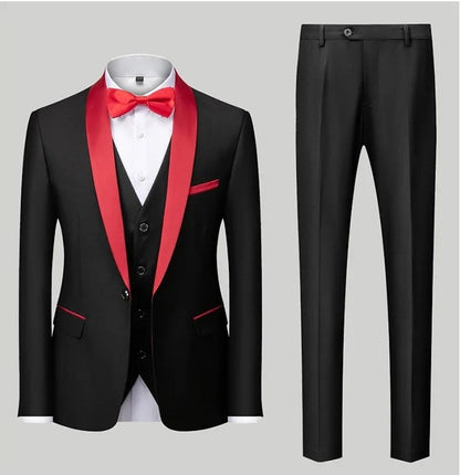 Ensemble 3 pièces pour homme, coupe ajustée, formel, affaires, mariage, smoking, blazer, gilet et pantalon | Disponible en 11 couleurs 