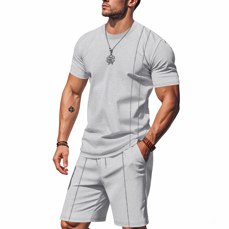 Men's Waffle Texture Lounge Set - 2025 Spring Summer Casual Two-Piece Outfit | CY20