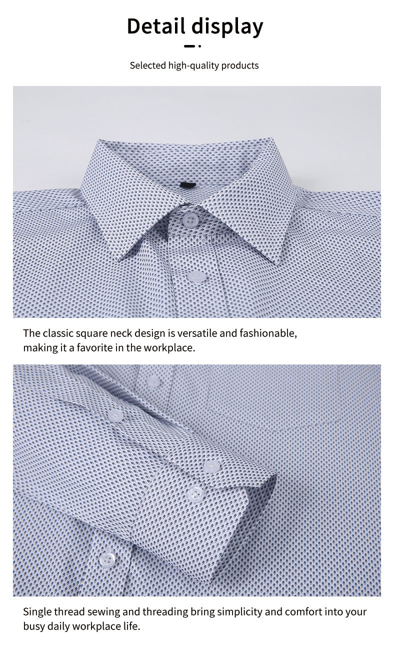 Men's Dress Shirts Long Sleeves Elastic Wrinkle Formal Business Camisas Shirts | A7