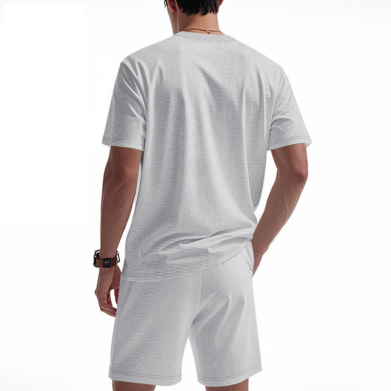 Men's Waffle Texture Lounge Set - 2025 Spring Summer Casual Two-Piece Outfit | CY20