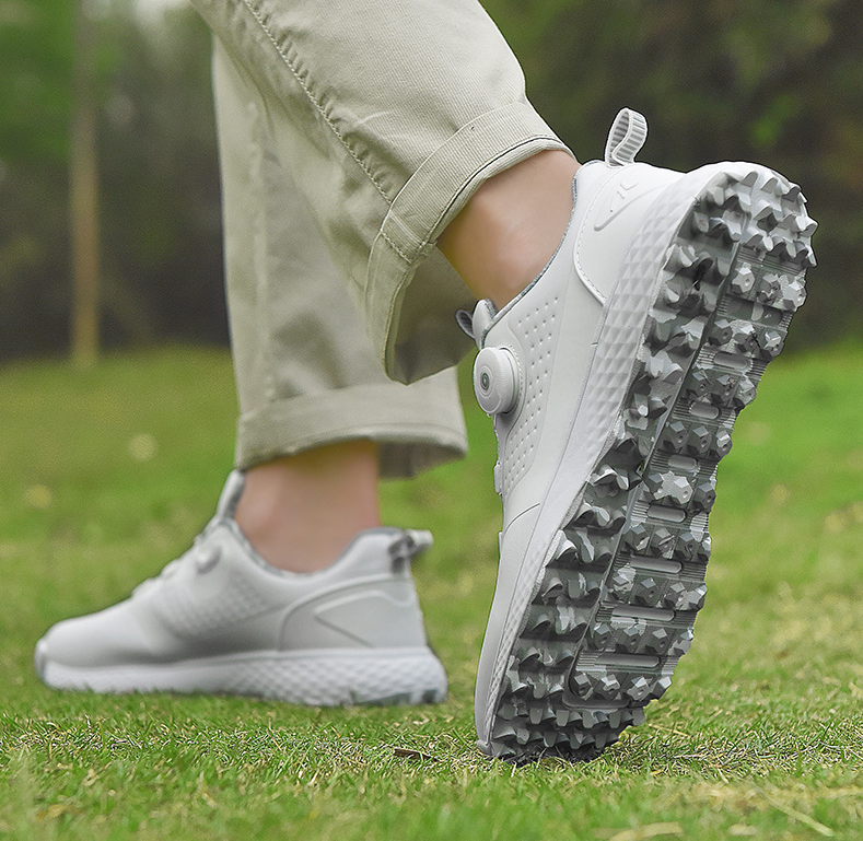 Unisex Golf Shoes with Rotating Buckle Closure Waterproof Spike less Golf Sneakers Casual Athletic Shoes X19