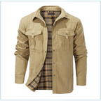 Men's Plaid Jacket Long Sleeve Button-Down Flannel Jacket with Pockets for Streetwear | 3268