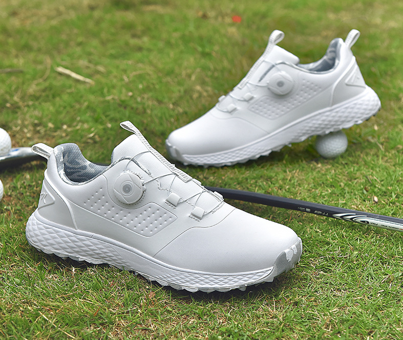 Unisex Golf Shoes with Rotating Buckle Closure Waterproof Spike less Golf Sneakers Casual Athletic Shoes X19