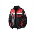 Men's PU Leather Moto Jacket | 2026 Korean Style Racing Coat | Waterproof Windproof Fleece-Lined Biker Outerwear