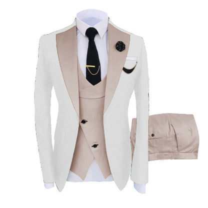 Men Custom Made Two-Color Suit 3 Pieces Tailored Groom Wedding Slim Fit Blazer Jacket Vest Pants Set Tuxedo Suits| LR908