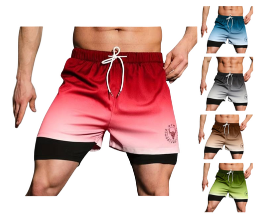 2-in-1 Double Layer Shorts Slightly Stretch Sports Summer Gym Workout Shorts |  SX230521