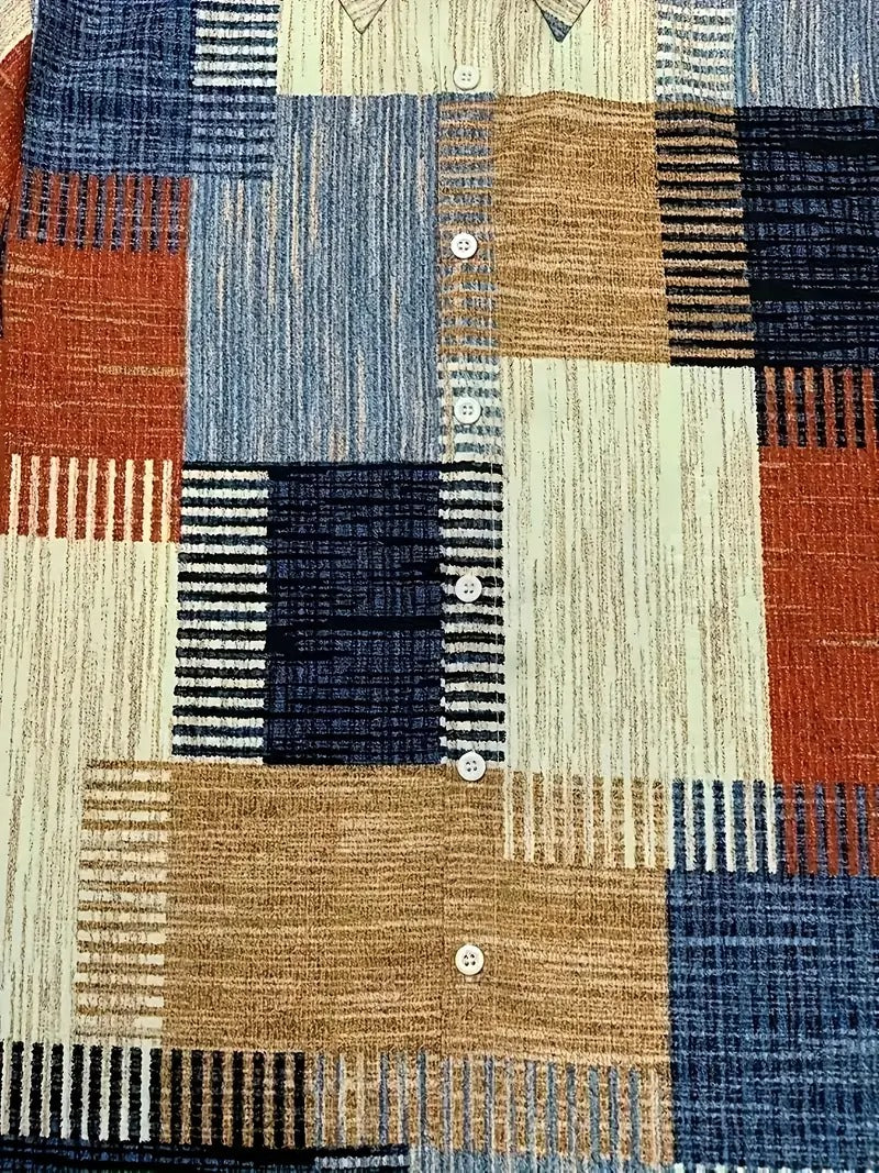 Summer Essential Men's 3D Print Short Sleeve Shirt Wrinkle-Free Oversized Casual Button-Up | F170P1016