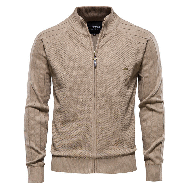 Men’s V-Neck Color-Trim Knit Cardigan – Casual Loose-Fit Buttoned Sweater for Autumn | SW199