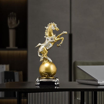 Golden Galloping Horse Resin Statue Handmade Ornament for Home & Office Décor | BY230822