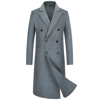 Manteau long en laine mélangée pour homme, style décontracté, trench-coat en laine, veste habillée, pardessus | 1001 